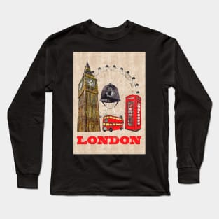 London, England, Travel Poster Long Sleeve T-Shirt